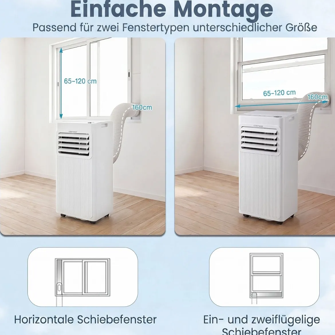 Mobile Klimaanlage mit Abluftschlauch 7000 BTU 3 in 1 Klimagerät für Raumgröße bis 32,5㎡