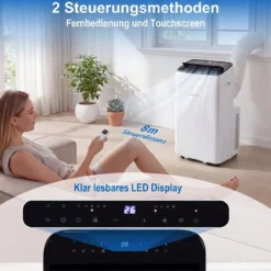 Mobile Klimaanlage mit Abluftschlauch 12000 BTU für Räume bis 46,5 m² 5 in 1 Klimagerät