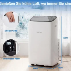 Mobile Klimaanlage mit Abluftschlauch 12000 BTU für Räume bis 46,5 m² 5 in 1 Klimagerät