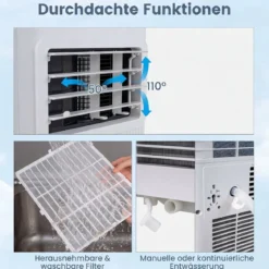 Mobile Klimaanlage mit Abluftschlauch 9000 BTU 3 in 1 Klimagerät für Raumgröße bis 42 ㎡
