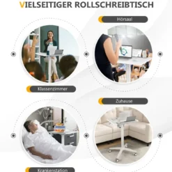 Mobiler Laptoptisch 77-117 cm Höhenverstellbarer Stehschreibtisch mit Tablet-Halter