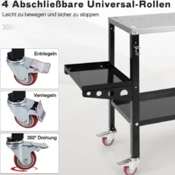 Mobiler Schweißtisch mit φ 1,6cm Löchern & Werkzeugständer & 8 Werkzeugschlitzen
