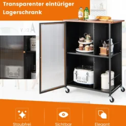 Mobiler Servierwagen Metall Küchentrolley Rollwagen 70 x 43 x 89 cm Schwarz + Braun