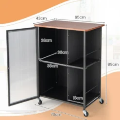 Mobiler Servierwagen Metall Küchentrolley Rollwagen 70 x 43 x 89 cm Schwarz + Braun