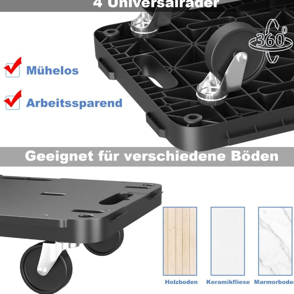 Mobiler Transportwagen mit ineinandergreifendem Kanten-Design und 4 reibungslosen Rollen einer Tragfähigkeit 543 kg