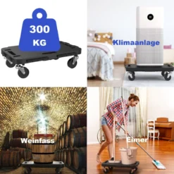 Mobiler Transportwagen mit ineinandergreifendem Kanten-Design und 4 reibungslosen Rollen Schwarz