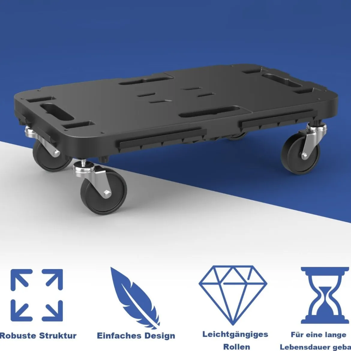 Mobiler Transportwagen mit ineinandergreifendem Kanten-Design und 4 reibungslosen Rollen Schwarz