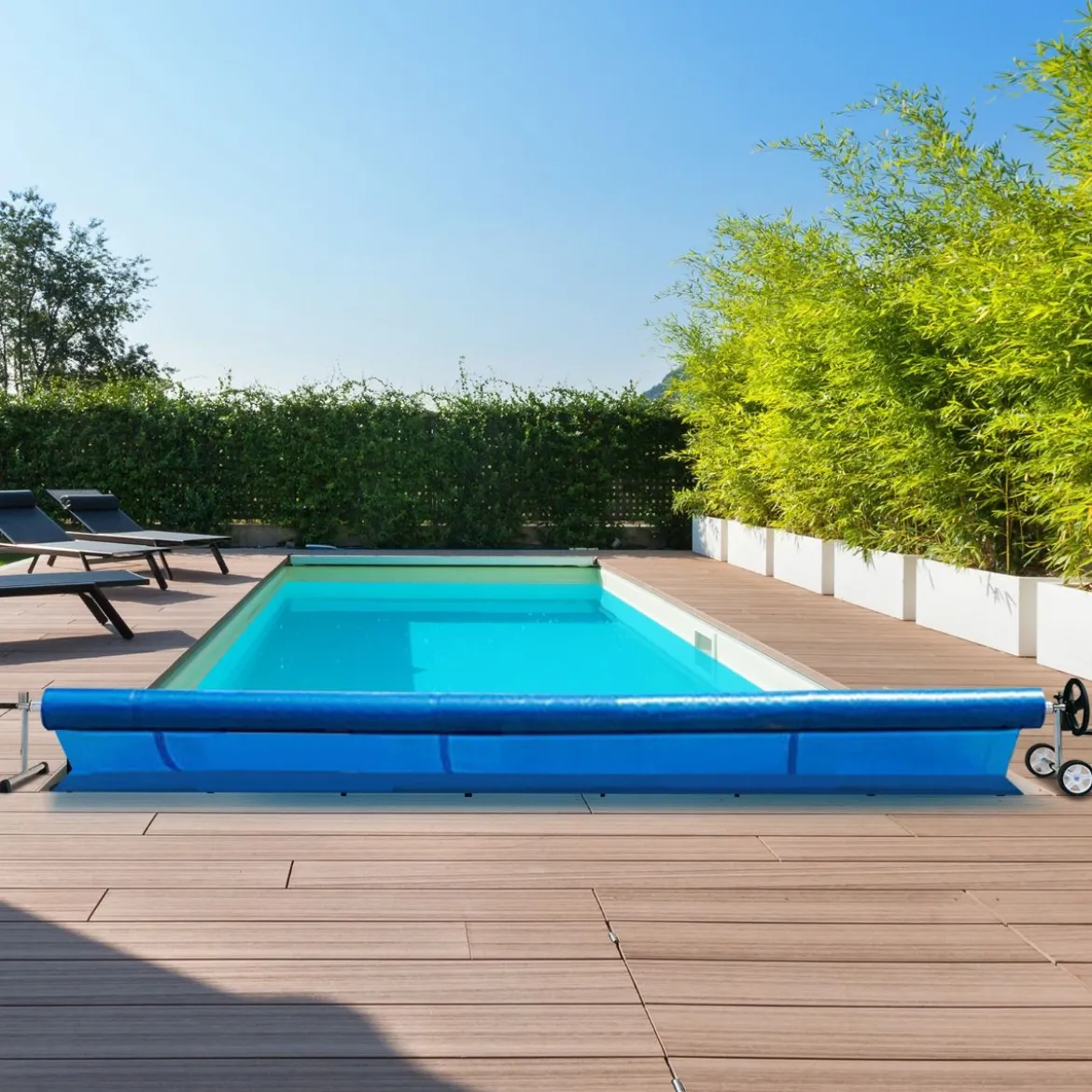 Mobiles Aufrollsystem für Solar- und Poolplanen Länge von 1,65m - 7m Pool Aufroller