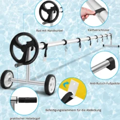 Mobiles Aufrollsystem für Solar- und Poolplanen Länge von 1,65m - 7m Pool Aufroller