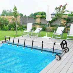Mobiles Aufrollsystem für Solar- und Poolplanen Länge von 1,65m - 7m Pool Aufroller