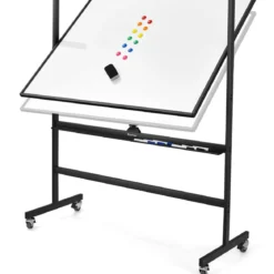 mobiles magnetisches großes reversibles Whiteboard um 360° drehbar 90 x 120 cm Schwarz + Weiß