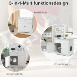 Moderne Dekorative Katzentoilette Beistelltisch mit Schublade und 2 Türen für den Innenbereich Weiß