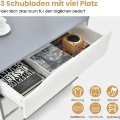Moderne Kommode mit Schubladen Sideboard Schubladenschrank für Schlafzimmer & Garderobe Weiß