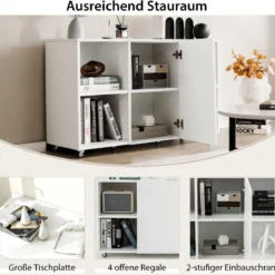 Moderner Aktenschrank für Home Office Wohnzimmer 110 x 40 x 69 cm Weiß