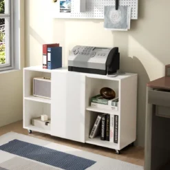 Moderner Aktenschrank für Home Office Wohnzimmer 110 x 40 x 69 cm Weiß