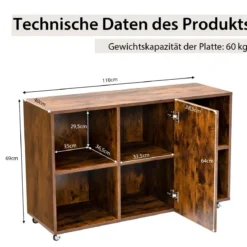Moderner Aktenschrank für Home Office Wohnzimmer 110 x 40 x 69 cm Braun
