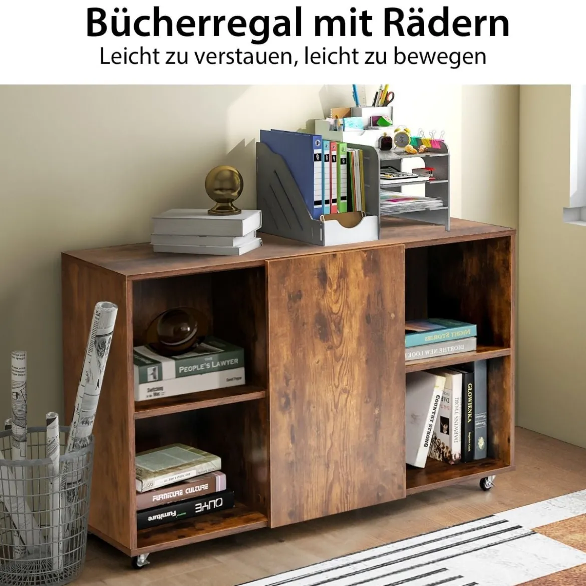 Moderner Aktenschrank für Home Office Wohnzimmer 110 x 40 x 69 cm Braun