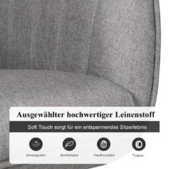 Moderner Akzentstuhl 360° drehbarer Polsterstuhl Wohnzimmerstuhl 59,5 x 61,5 x 93 cm Grau + Natur