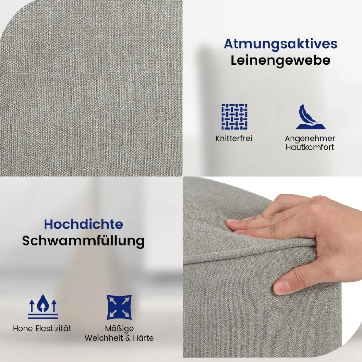 Moderner armloser Akzentstuhl mit Widerstandsrollen & abnehmbarem Bezug bequemer Lesestuhl 47 x 60,5 x 98 cm