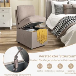 Moderner armloser Akzentstuhl mit Widerstandsrollen & abnehmbaren verdickten Kissen Freizeitstuhl 48 x 61,5 x 84 cm
