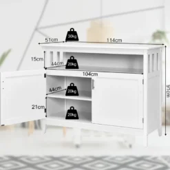 Moderner Aufbewahrungsschrank Sideboard mit verstellbarem Innenregal und 2 Türen Weiß