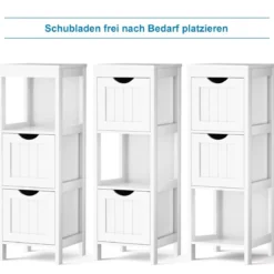 Moderner Badezimmerschrank mit 2 herausnehmbaren Schubladen & offenem Mehrzweckregal Weiß