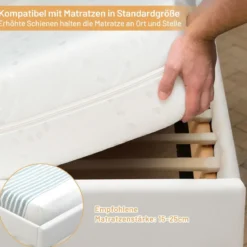 Moderner Bettrahmen für zwei Personen Moderner Bettrahmen 210 x 145 x 66 cm Weiß