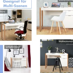 Moderner Computer-Schreibtisch Schreibtisch mit Aufbewahrungsschrank 112,5 x 50 x 75 cm Weiß