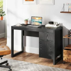 Moderner Computer-Schreibtisch Schreibtisch mit Aufbewahrungsschrank Schwarz