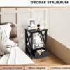 Moderner 2 Ebenen Nachttisch im X-Design mit Schublade 40 x 30 x 61,5 cm Schwarz