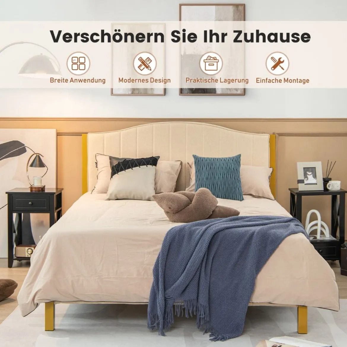 Moderner 2 Ebenen Nachttisch im X-Design mit Schublade 40 x 30 x 61,5 cm Schwarz