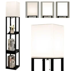 Moderne Regal-Stehlampe Dimmbare Standlampe mit Schublade 26 x 26 x 159,5 cm