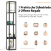 Moderne Regal-Stehlampe für Wohnzimmer und Schlafzimmer 26 x 26 x 160,5 cm Schwarz