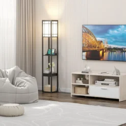 Moderne Regal-Stehlampe für Wohnzimmer und Schlafzimmer 26 x 26 x 160,5 cm Schwarz