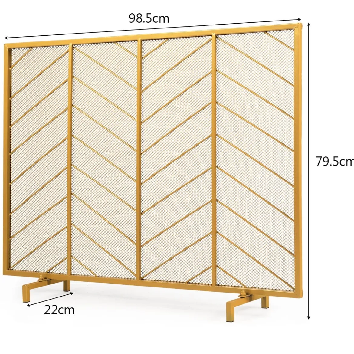 Moderner Einteiliger Kaminschutz mit Stabilem Rahmen aus Schmiedeeisen 98,5x22x79,3cm Gold