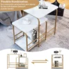 Moderner 2er Couchtisch Set Marmor Optik mit goldenen Beinen Weiß & Golden
