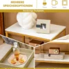 Moderner 2er Satztisch Set Marmor Optik für Frei Kombination 45 x 40 x 58 cm Weiß + Grau