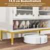 Moderner Holz Schuhschrank mit Maschentüren & Verstellbaren Regalen & Metallbeinen Weiß
