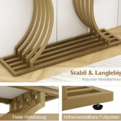 Moderner Konsolentisch mit Weißer Kunstmarmor Tischplatte & Geometrischen Metallbeinen Eingangstisch