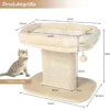 Moderner Kratzbaum Katzenmöbel mit großer Plüschsitzfläche & Sisal-Kratzplatte Beige