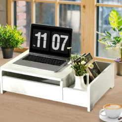 Moderner Multifunktionaler Kompakter Schminktisch aus holz mit Spiegel für Schlafzimmer Weiß