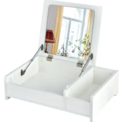 Moderner Multifunktionaler Kompakter Schminktisch aus holz mit Spiegel für Schlafzimmer Weiß