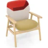 Moderner Ohrensessel mit Holzrahmen & Sitzkissen Loungesessel Polstersessel Relaxsessel Bunt