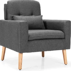 Moderner Relaxsessel mit Armlehnen & Rückenkissen Gepolstertes Einzelsofa Grau 73 x 77 x 85 cm