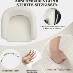 Moderner runder Sessel mit Ottomane gepolsterter Clubsessel mit Fußstütze Beige