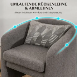 Moderner runder Sessel mit Ottomane gepolsterter Clubsessel mit Fußstütze Grau