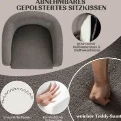 Moderner runder Sessel mit Ottomane gepolsterter Clubsessel mit Fußstütze Grau