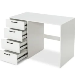 Moderner Schreibtisch mit 4 Schubladen Home Office Computertisch 110 x 60 x 76 cm Weiß