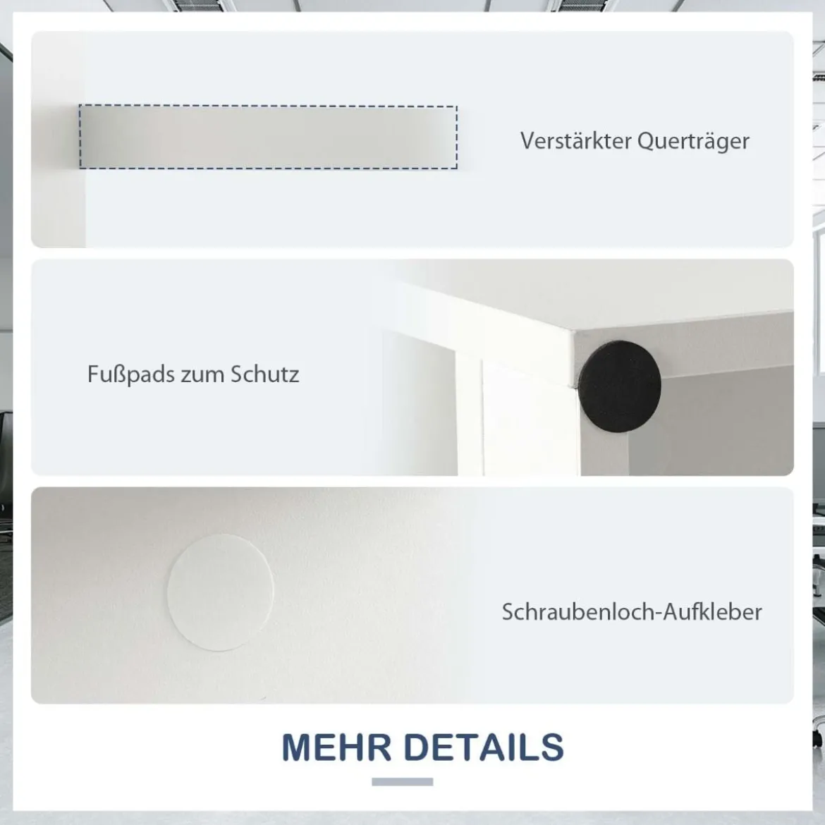 Moderner Schreibtisch mit 4 Schubladen Home Office Computertisch 110 x 60 x 76 cm Weiß