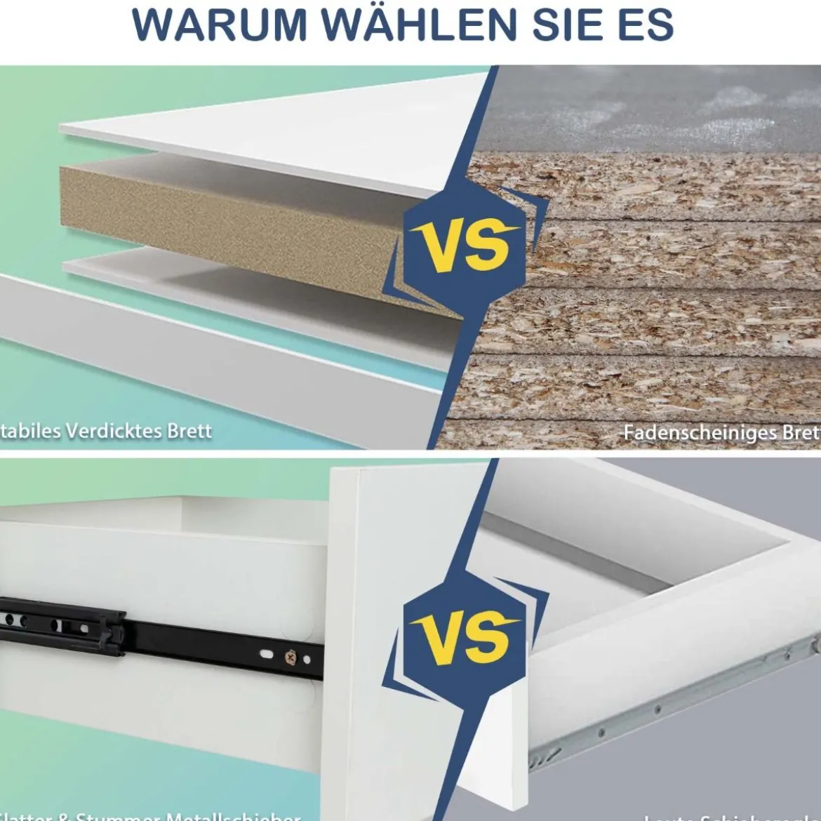 Moderner Schreibtisch mit 4 Schubladen Home Office Computertisch 110 x 60 x 76 cm Weiß